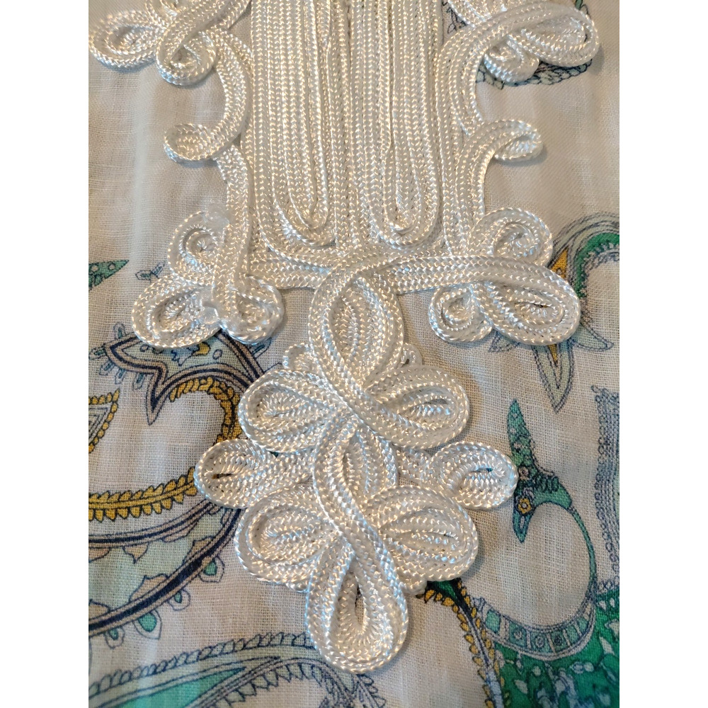 Charter Club Luxury Womens M Tunic Top 100% Linen Paisley Embellished Resort - Picture 5 of 14